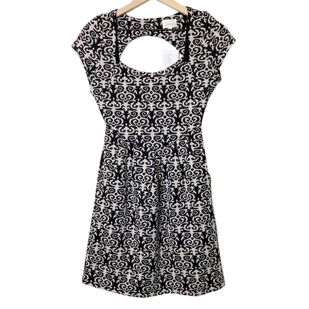 Anthropologie Deletta Black Gray Caledonia Women Dress Size XS BRAND NEW